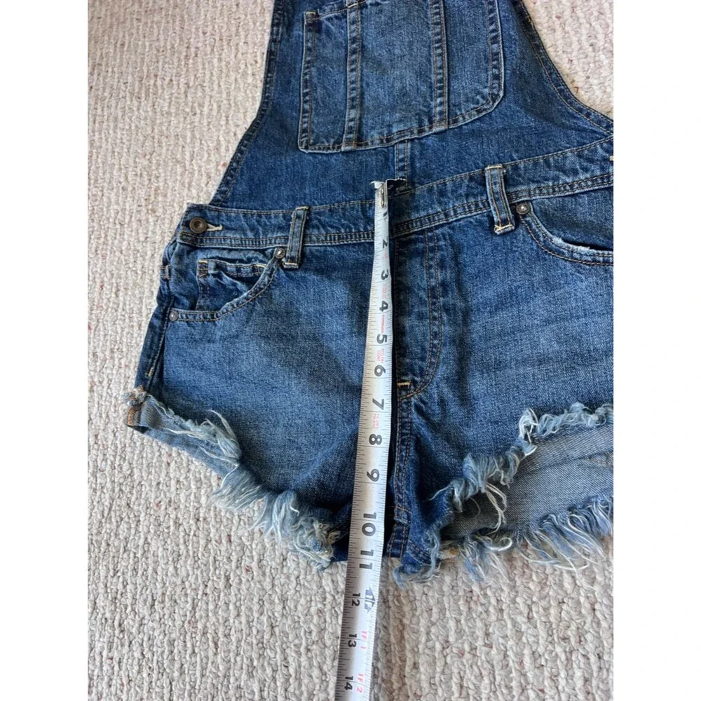 Free People Summer Babe Distressed Denim Short Overalls